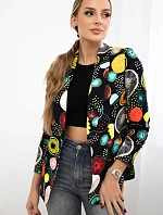 Bavlněná bunda s barevným potiskem černý