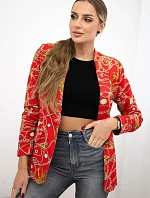 Bavlněná bunda s barevným potiskem červený