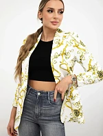 Bavlněná bunda s barevným potiskem ecru+žlutá