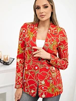 Bavlněná bunda s potiskem a knoflíkem červený