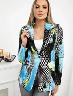 Bavlněná bunda s potiskem a knoflíkem modrý