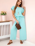 Viskózový komplet plisovaná halenka + kalhoty mincovna