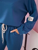 Komplet teplákové + kalhoty máslová látka denim