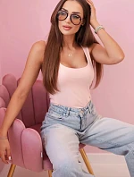 Dámská top na ramínkách s výstřihem - tmavě pudrově růžová