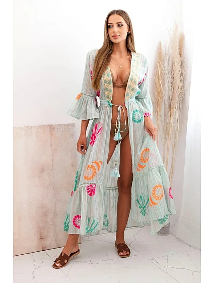 Dámský boho plášť s výšivkou mincovna