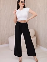 Viskózové kalhoty se širokými nohavicemi černý