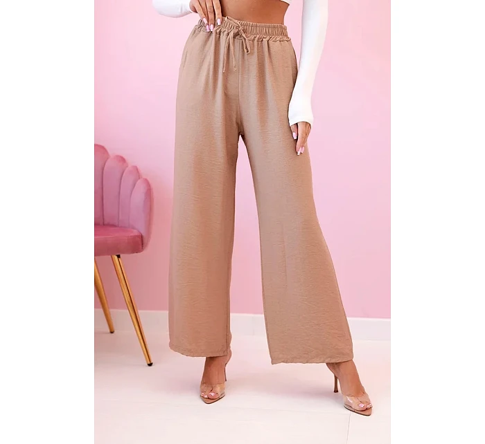 Viskózové kalhoty se širokými nohavicemi velbloud Viskózové kalhoty se širokými nohavicemi velbloud