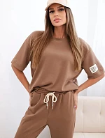 Dámský viskózový komplet s krátkým rukávem a nohavicemi velbloud