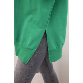 Dámská bavlněná mikina se širokým lemem dole zelená