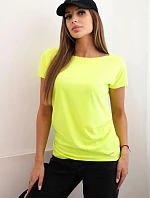 Dámská bavlněná basic blůza s krátkým rukávem neonově žlutý