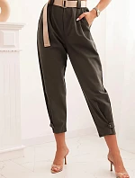 Kalhoty Summer Punto se zapínáním na nohavicích tmavé khaki