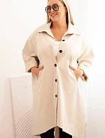 Dámský plášť Plus Size Punto s bavlnou a knoflíky béžová