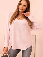Svetr dámský s viskózou a výstřihem do V tmavě pudrově růžový