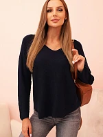 Dámský svetr s viskózou a véčkovým výstřihem granátový