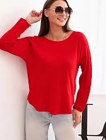 Svetr dámský z viskózy s dlouhým rukávem a kulatým výstřihem červený