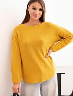 Dámský svetr z viskózy s dlouhým rukávem a kulatým výstřihem hořčicový