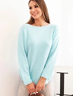 Dámský svetr z viskózy s dlouhým rukávem a kulatým výstřihem mátový