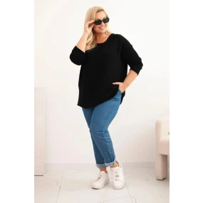 Dámský svetr plus size s lodičkovým výstřihem černý Dámský svetr plus size s lodičkovým výstřihem černý