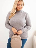 Dámský svetr Plus Size z viskózy s rolákem šedý