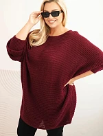 Dámský svetr Plus Size s mohairem pončo bordový