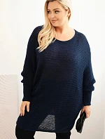 Dámský svetr Plus Size s mohair pončo modrý