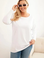 Dámská blůza Plus Size bavlněná s kulatým výstřihem bílá