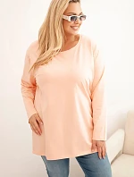 Dámská blůza Plus Size bavlněná s kulatým výstřihem meruňková
