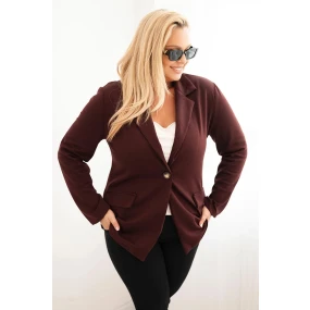 Dámská viskózová bunda Plus Size s dlouhým rukávem a límcem bordová