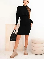 Dámský komplet viskózový blůza s šaty černý