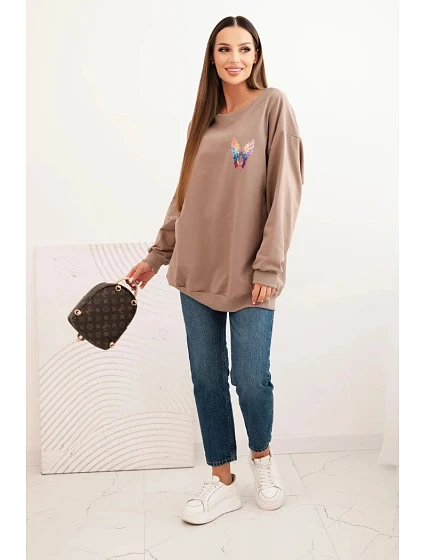 Dámská oversize mikina z bavlny s barevnými model 21421750 na zádech fango - K-Fashion