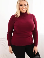 Dámský svetr Plus Size z viskózy s rolákem bordový