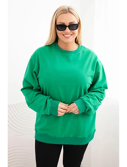 Dámská mikina s model 21723064 výstřihem Plus Size bavlněná basic zelená - K-Fashion
