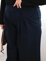 Dámské kalhoty Plus Size s širokými nohavicemi a plisováním granátové