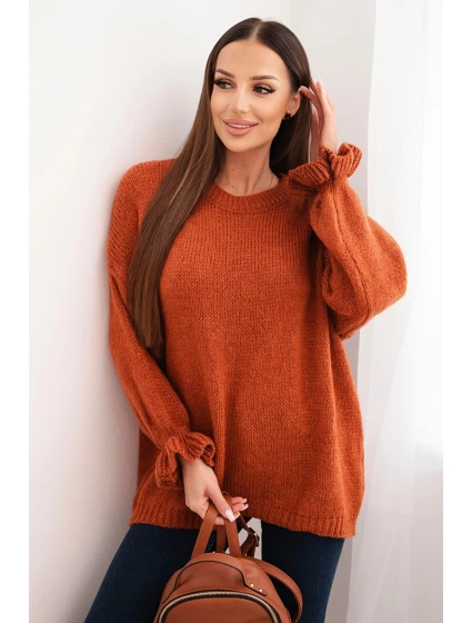 Dámský svetr s příměsí mohairu a vlny volného střihu model 21915281 - K-Fashion