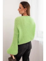 Svetr dámský z mohairu s model 21789288 rukávy jasně zelená - K-Fashion