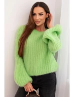 Svetr dámský z mohairu s model 21789288 rukávy jasně zelená - K-Fashion