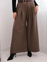 Dámské kalhoty se širokým nohavicí a páskem fango