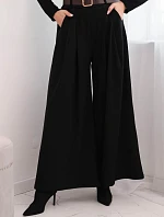 Dámské kalhoty s širokými nohavicemi a pásem černé