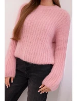 Svetr dámský z mohairu s model 21794211 rukávy malinová - K-Fashion
