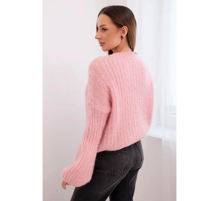 Svetr dámský z mohairu s model 21794211 rukávy malinová - K-Fashion Svetr dámský z mohairu s model 21794211 rukávy malinová - K-Fashion