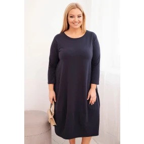 Dámská bavlněná Plus Size s ohrnovacími rukávy a kapsami model 21798723 - K-Fashion Dámská bavlněná Plus Size s ohrnovacími rukávy a kapsami model 21798723 - K-Fashion