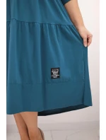 Dámská bavlněná sukni Plus Size s volány a ohrnutým rukávem mořská