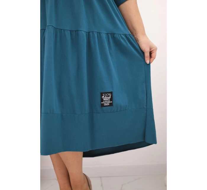 Dámská bavlněná sukni Plus Size s volány a ohrnutým rukávem mořská Dámská bavlněná sukni Plus Size s volány a ohrnutým rukávem mořská