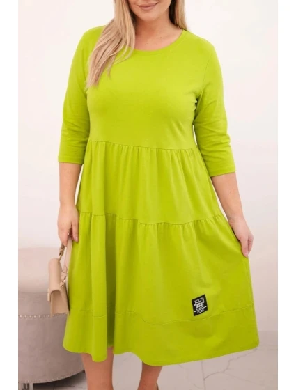 Dámská bavlněná sukni Plus Size s volány a ohrnutým rukávem pistáciová Dámská bavlněná sukni Plus Size s volány a ohrnutým rukávem pistáciová