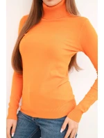 Dámský svetr z viskózy s rolákem a dlouhým rukávem oranžový Dámský svetr z viskózy s rolákem a dlouhým rukávem oranžový