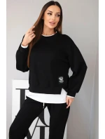 Dámský komplet s  volnou mikinou a tepláky černý model 21808615 - K-Fashion