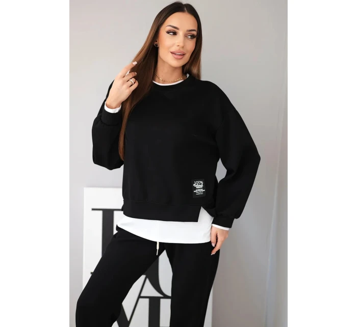 Dámský komplet s volnou mikinou a tepláky černý model 21808615 - K-Fashion Dámský komplet s volnou mikinou a tepláky černý model 21808615 - K-Fashion