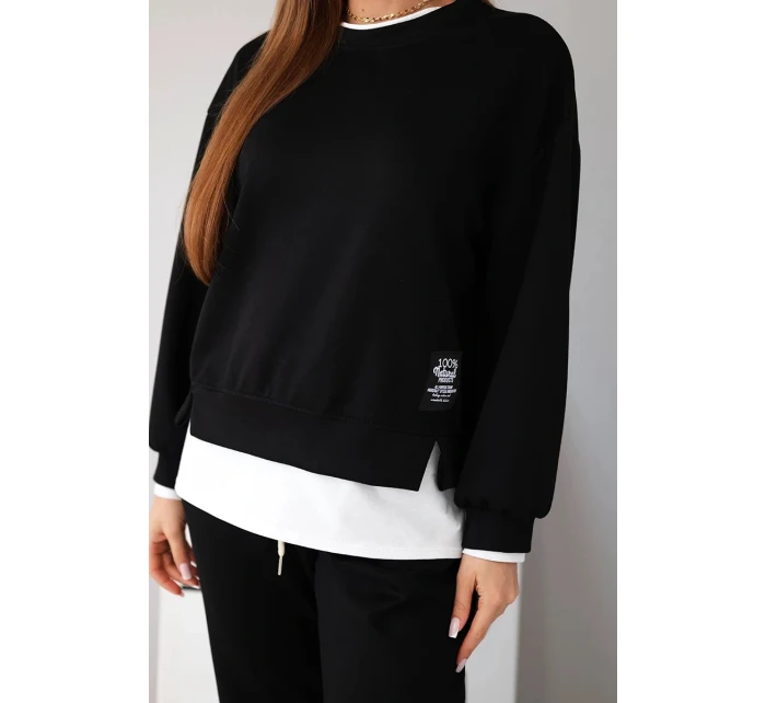 Dámský komplet s volnou mikinou a tepláky černý model 21808615 - K-Fashion Dámský komplet s volnou mikinou a tepláky černý model 21808615 - K-Fashion