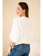 Dámský mohairový svetr s krátkým rukávem ecru Dámský mohairový svetr s krátkým rukávem ecru