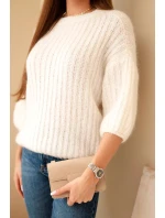 Dámský mohairový svetr s krátkým rukávem ecru Dámský mohairový svetr s krátkým rukávem ecru